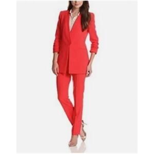 BCBGMAXAZRIA Andres Coral Red Collarless Plunge Blazer // XS